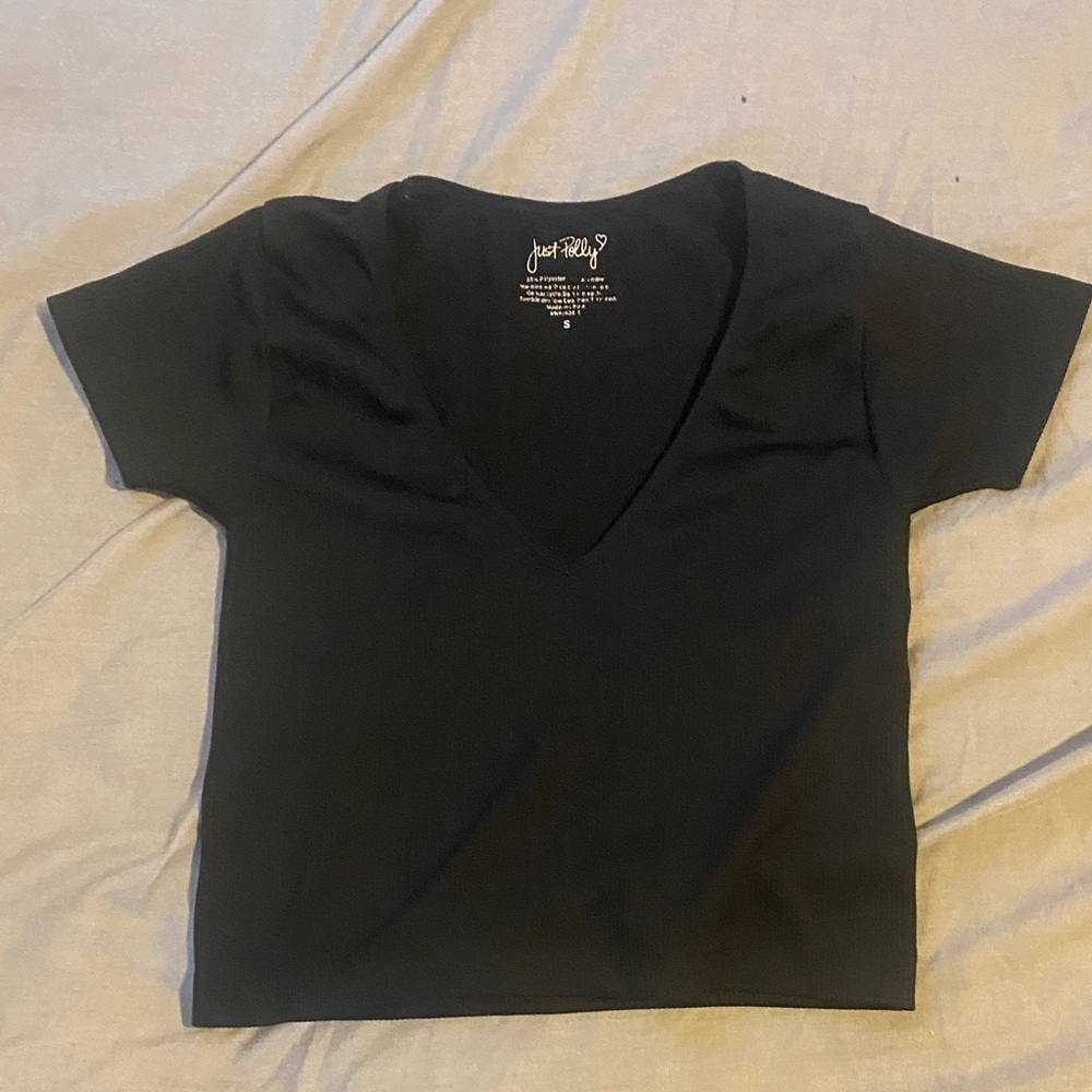 Black V-Neck Crop Top